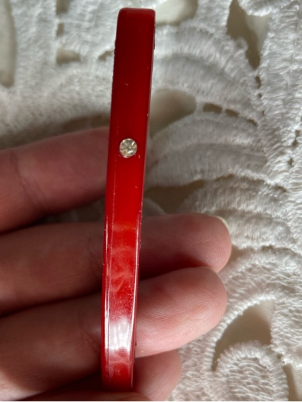 Vintage Buch & Deichmann rhinestone wine colored barrette.